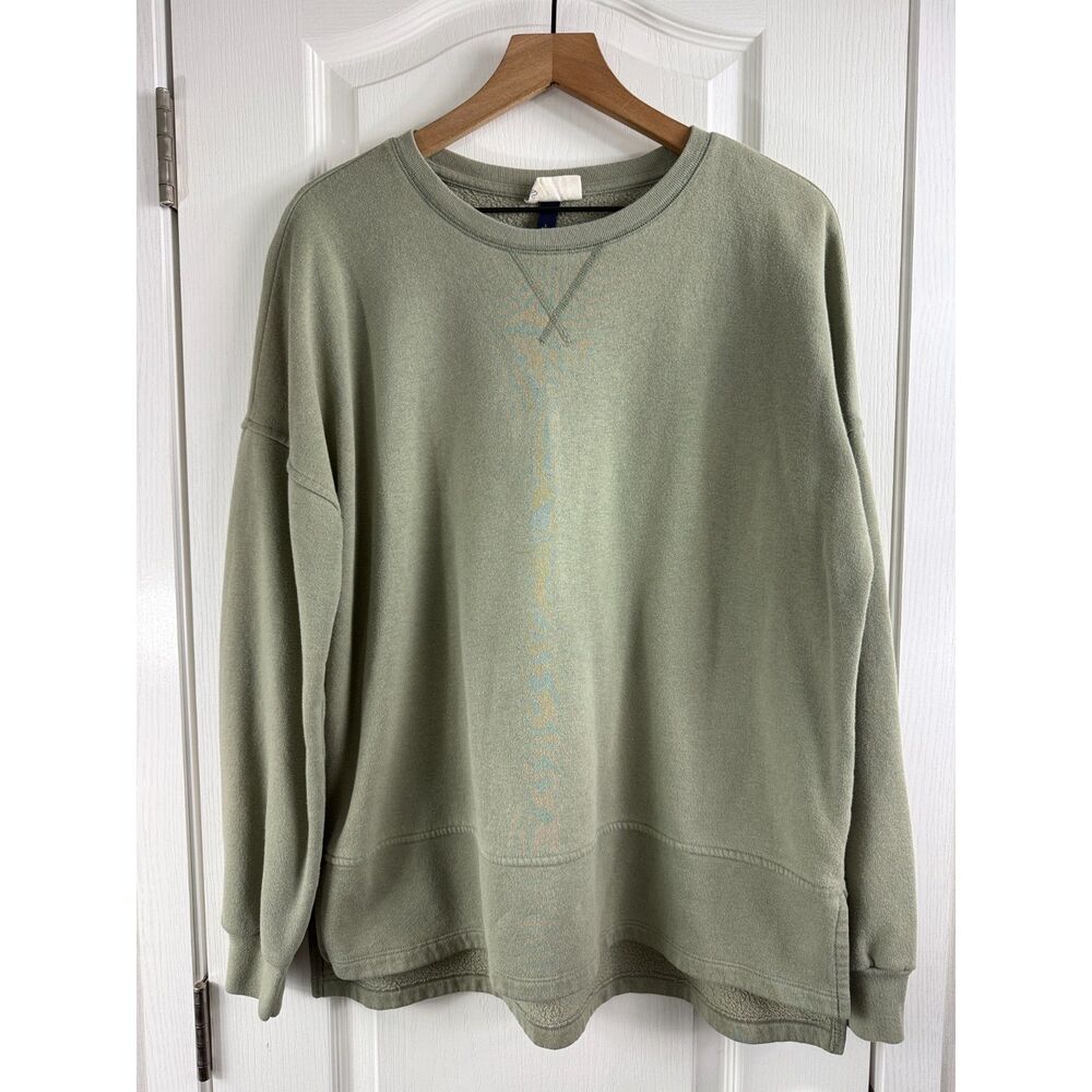 Universal Thread Women’s Oversized Sweatshirt Size L Green Crewneck Side Slit